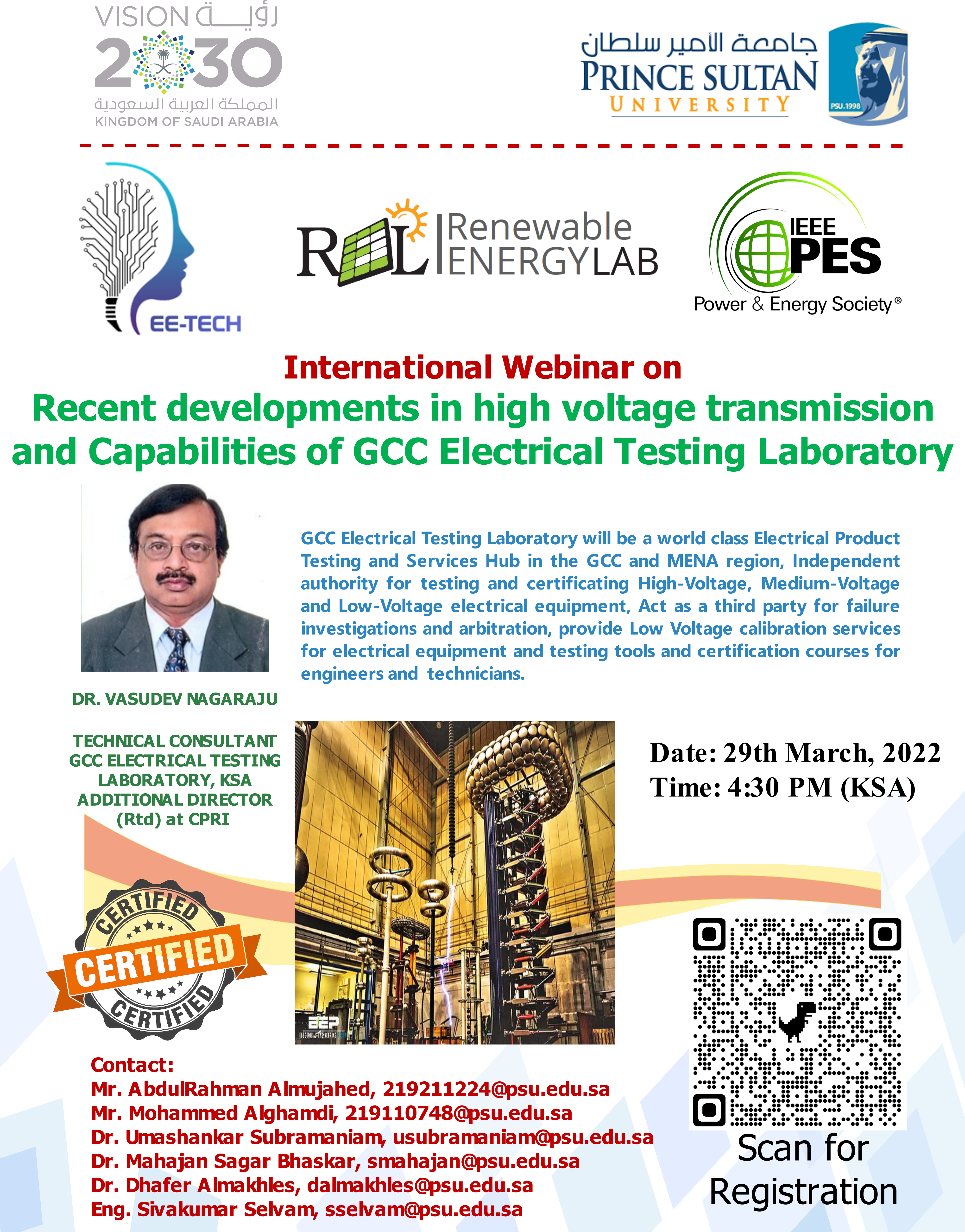 Recent developments in high voltage transmission and capabilities of GCC electrical testing laboratory