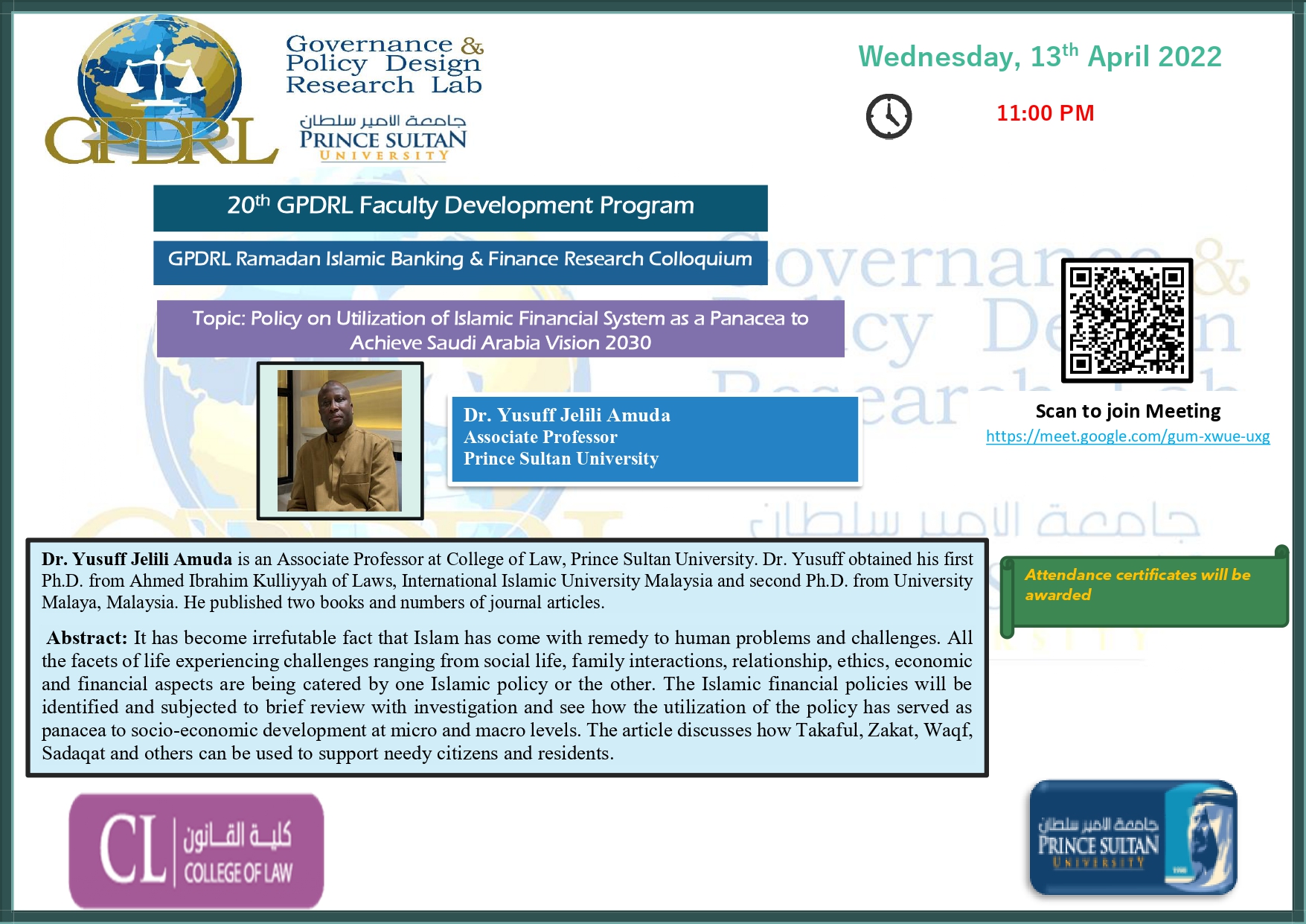 GPDRL Ramadan Islamic Banking & Finance Research Colloquium