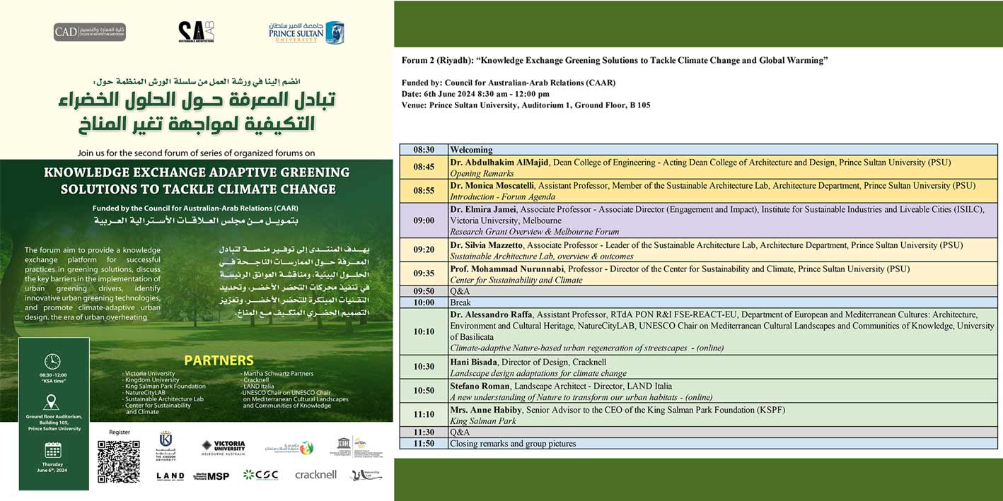 Architecture Department Forum entitled "Knowledge Exchange: Adaptive Greening Solutions to Tackle Climate Change"