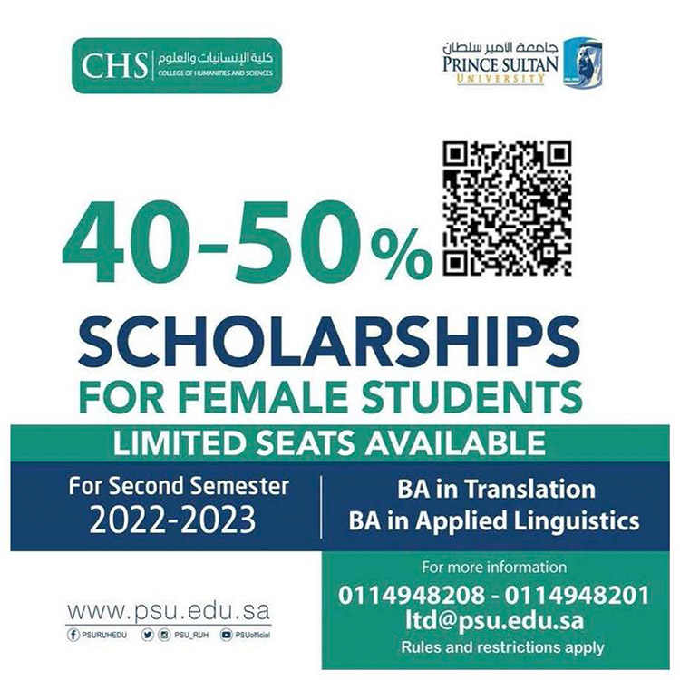 College of Humanities and Sciences offers  Scholarships for female students